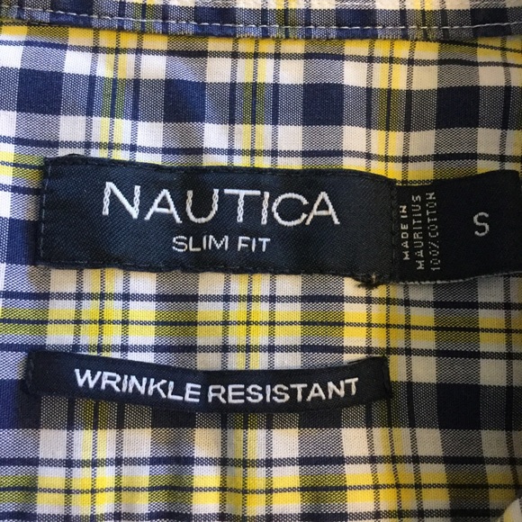 SMALL Slim Fit Blue & yellow long sleeve Nautica, University of Michigan colors - Picture 2 of 5